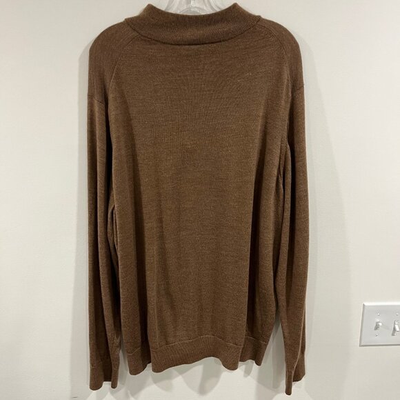 David Donahue Sweater 1/4 Zip Pullover Sweatshirt Brown  Size 2XL Merino Wool - Picture 3 of 8